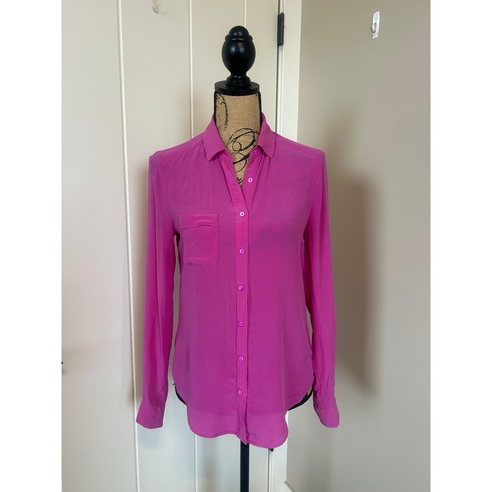Bright Magenta Joe Fresh 100% Silk Blouse Size S